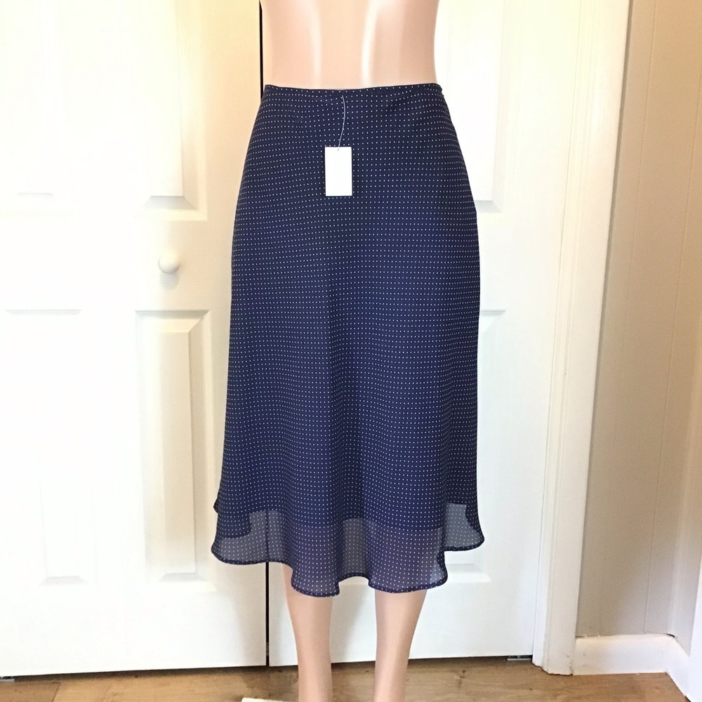 John Meyer Womens Navy Blue Polkadot A-line Skirt Size 10